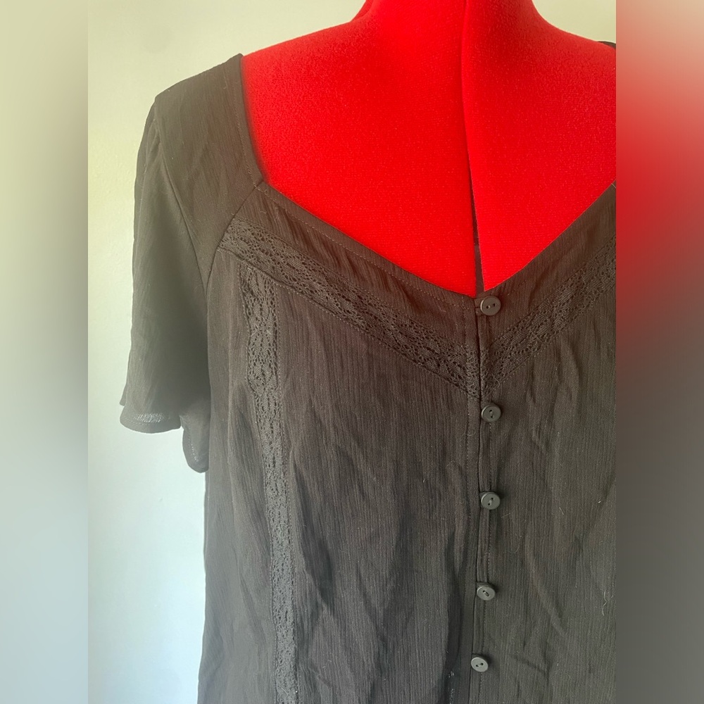 Torrid Black Flutter Sleeve Button Front Top. - image 2